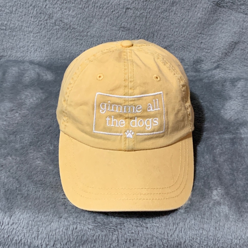 Sportsman Yellow Gimme All The Dogs Embroidered Dad Hat Baseball Cap SP500